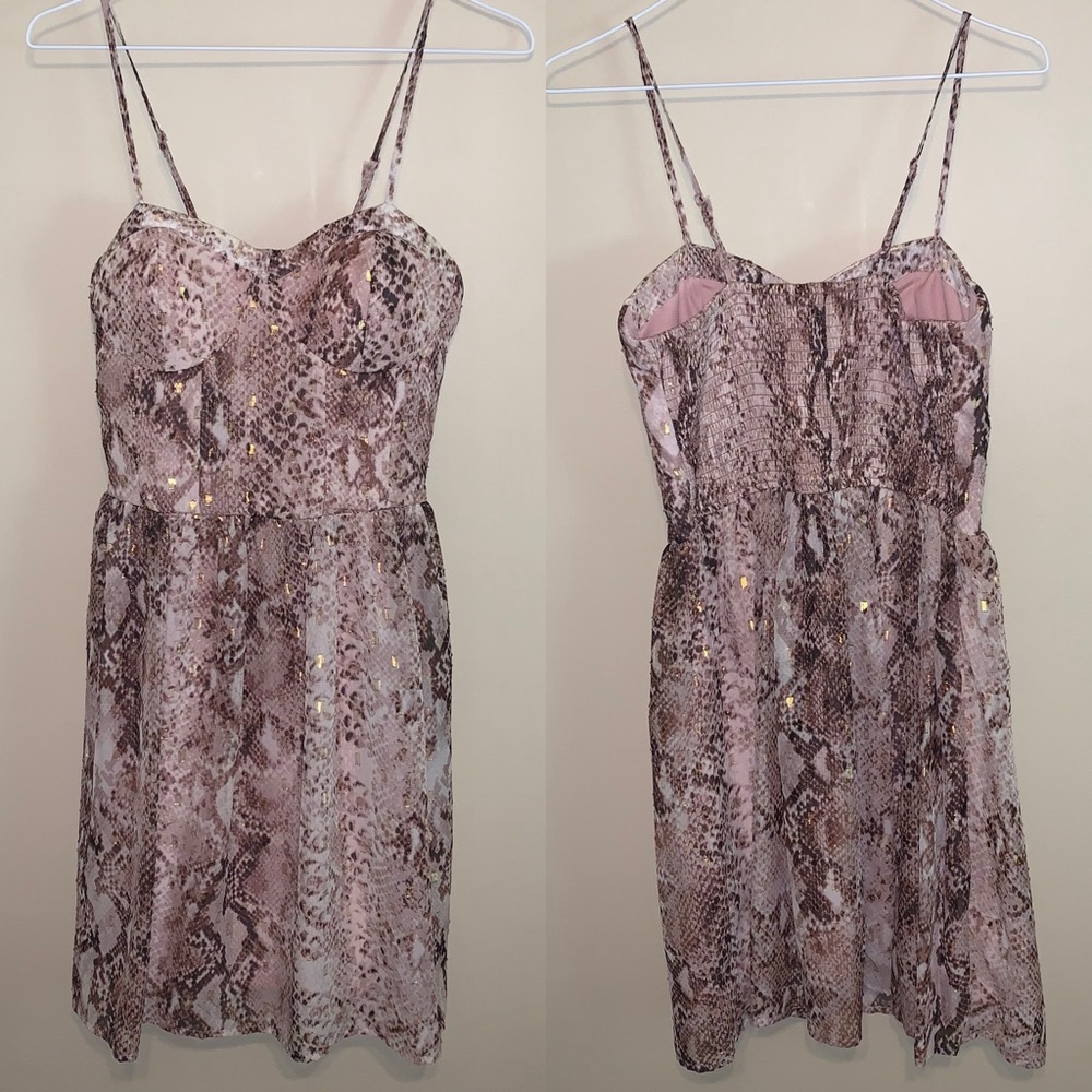 DONATING Snakeskin Dress Midi Spaghetti Strap Summer Spring